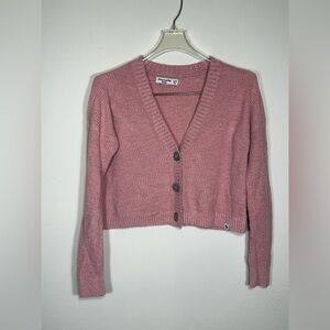 Abercrombie & Fitch Pink Ribbed Button Up Cardigan Sweater Size 9/10